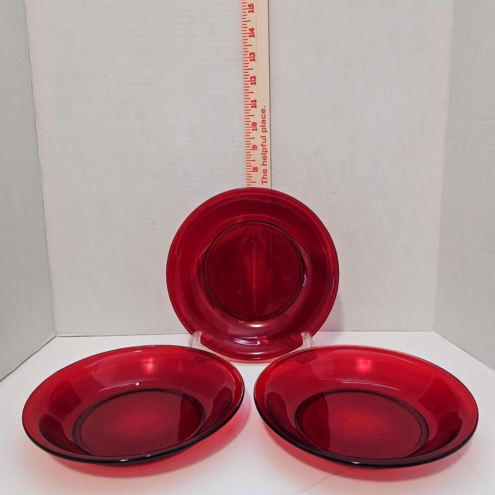 Anchor Hocking Royal Ruby Red Baltic Soup or Salad Bowls Set of 3 Vintage Glass